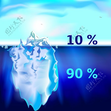 蓝色的冰川插画