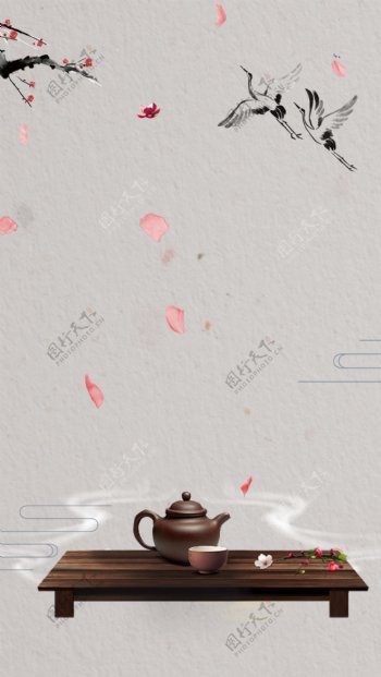 简约古典茶叶文化海报背景设计