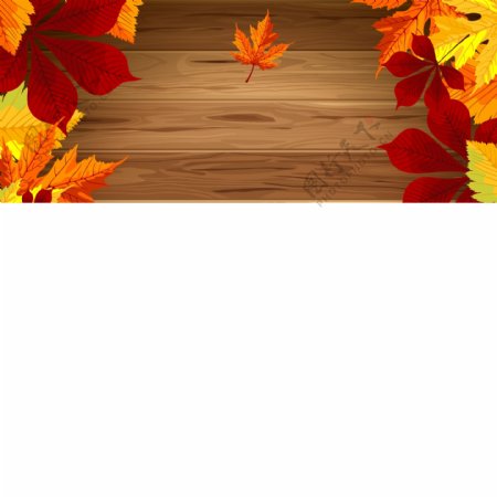 木板枫叶秋天背景