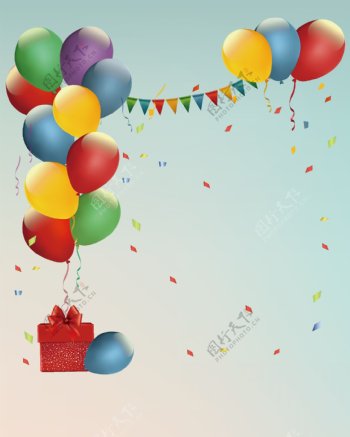 矢量复古立体气球节日庆祝背景