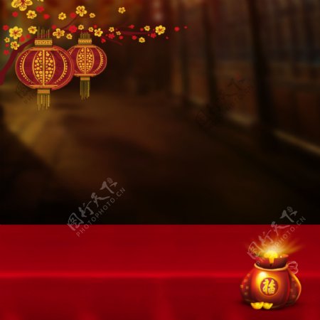 喜庆中国风红色春节主图背景