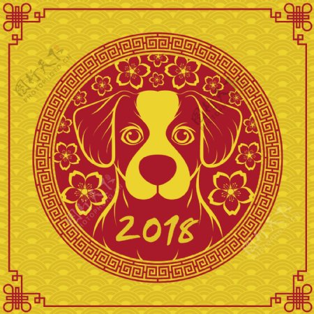 2018黄色狗年海报