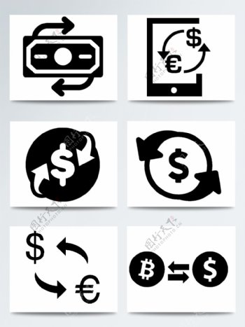 各种货币交换图标符号图标