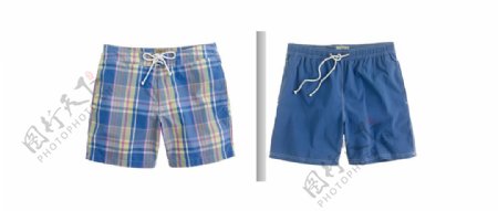 蓝色线条沙滩裤png元素