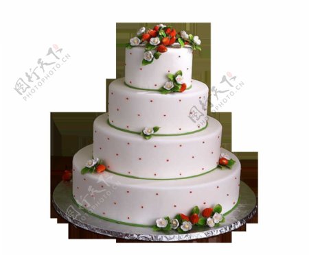 白色四层草莓蛋糕素材