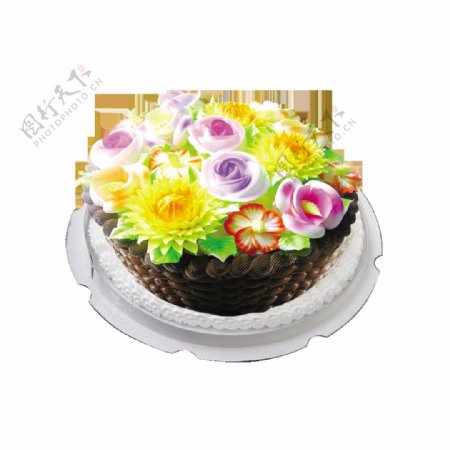 彩色花朵蛋糕素材
