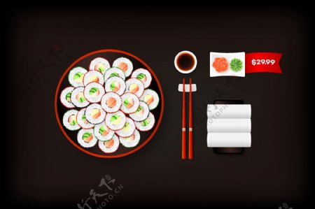 日式寿司菜单封面矢量素材