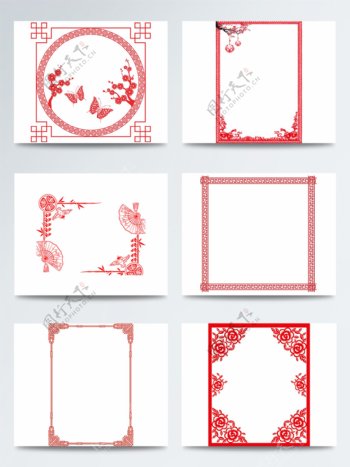 中国风红色春节剪纸边框素材