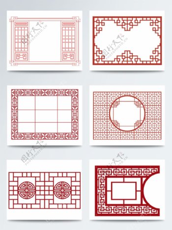 中国风古典剪纸窗户素材