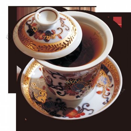 雅致内涵金色花纹茶杯产品实物