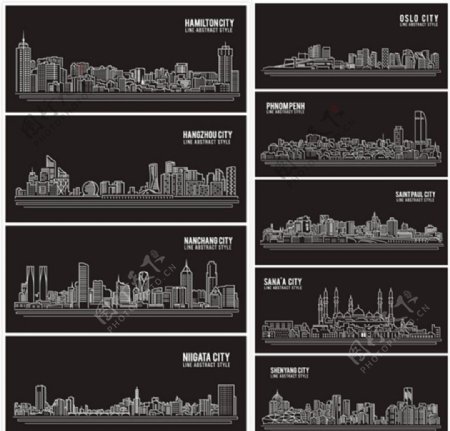 线性城市矢量图