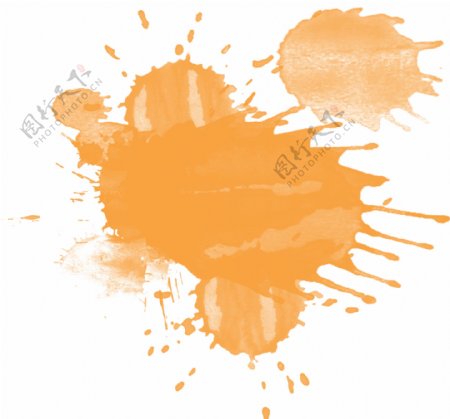 一组橙色水彩喷溅素材