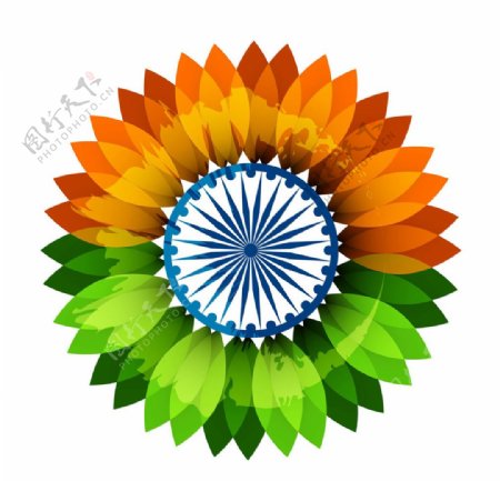 印度国旗花卉背景