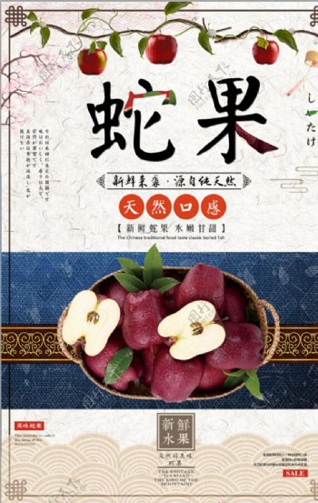 蛇果红富士现摘水果宣传促销海报
