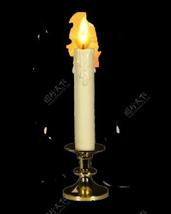 燃烧白色蜡烛png元素