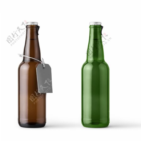 绿啤酒瓶棕色啤酒瓶分图层可编辑