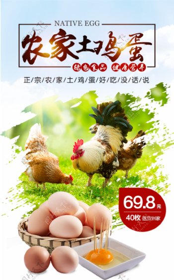 农家土鸡蛋手机端海报设计