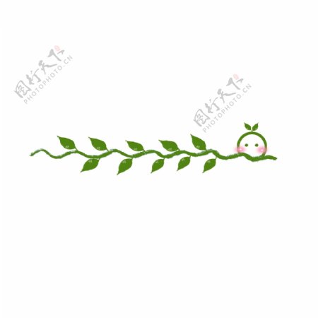 卡通绿色植物树藤叶子可爱团子藤蔓分割线