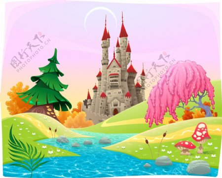 童话里的城堡插画