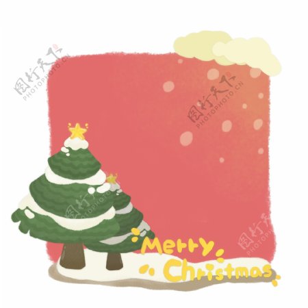 手绘可爱简约圣诞节圣诞树边框