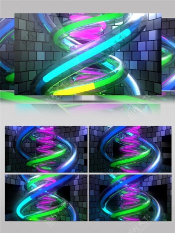 彩色dna螺旋结构视频素材