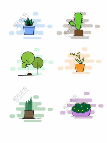 6款卡通MBE植物花卉装饰图案