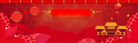 中国风红色灯笼春节舞台背景素材