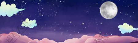 紫蓝色月亮banner背景