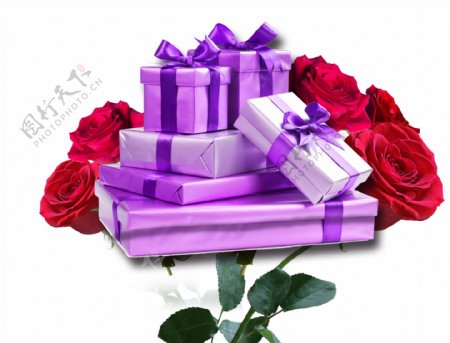 紫色礼盒装饰素材