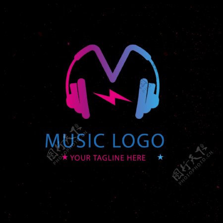 渐变音乐标志logo模板