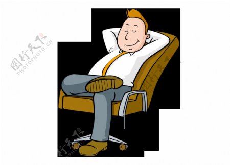 卡通老板休闲坐在老板椅png元素