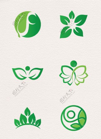 绿色简洁绿叶环保标志