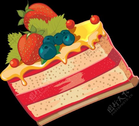卡通水果蛋糕png元素