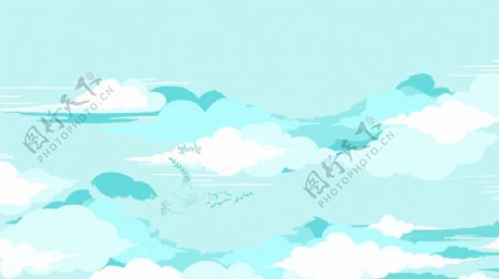 清新海岛云朵背景素材