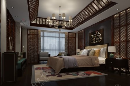 古典中式卧室背景