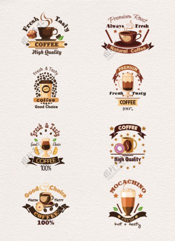 8款手绘咖啡标签设计矢量素材
