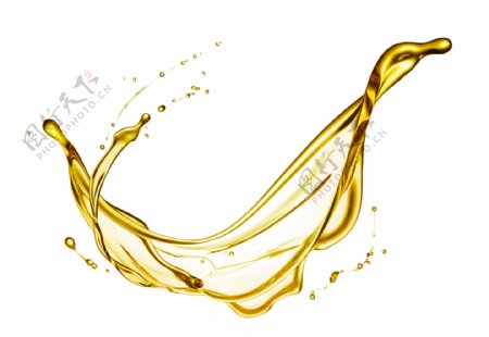 金色液体喷溅水花