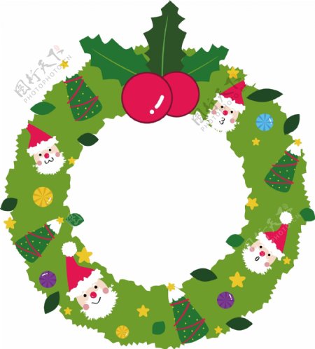 圣诞老人树星星糖果果实绿色花环