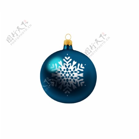 手绘圣诞装饰球蓝色雪花创意可商用元素