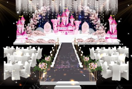 粉色樱花城堡婚礼效果图