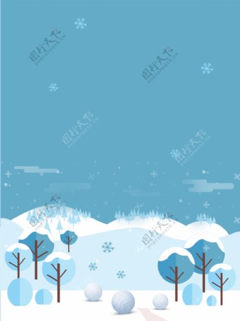 扁平化设计冬季雪景背景