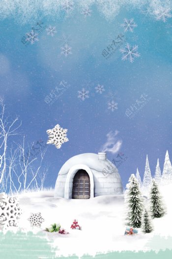 旅游冬天冬季节气广告背景图