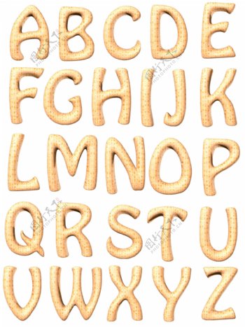 黄色立体卡通装饰饼干大写英语字母可商用元素