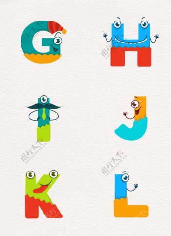 6款彩色创意字母设计艺术字元素