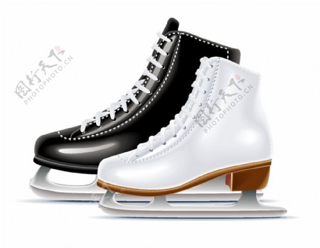 卡通光泽质感滑冰鞋元素