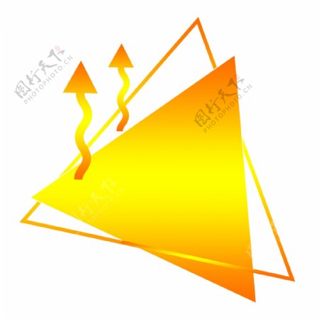 纹理渐变橙黄色三角形卡通装饰边框可商用