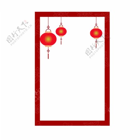 中国风红色边框灯笼元素