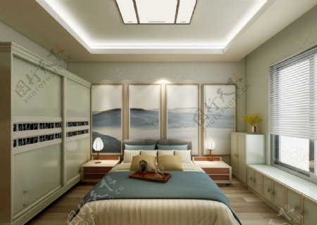 现代新中式简约家居卧室装修效果