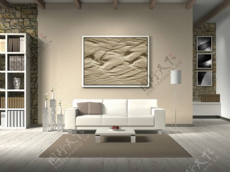 现代简约客厅沙发背景墙挂画背景
