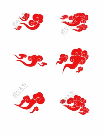 中国风祥云古典红色装饰元素设计